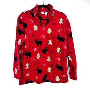 UGLY CHRISTMAS SWEATER 1/4 zip cabin woodlands sweater N13